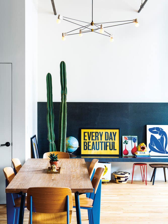 Black and White and Wood Dining room